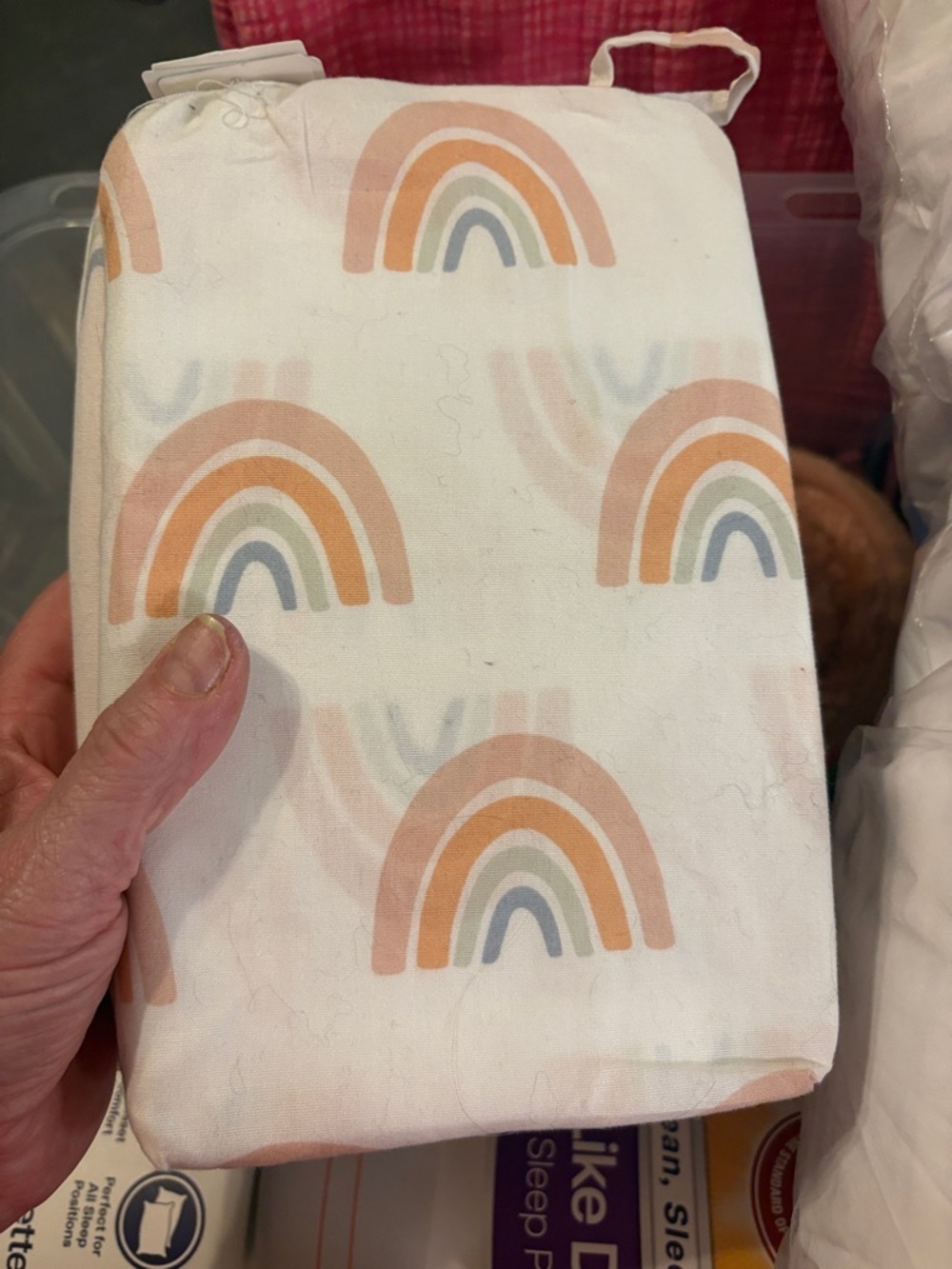 Nordstrom Changing Pad Cover 3-Pack - Cream with Pastel Rainbow Accents